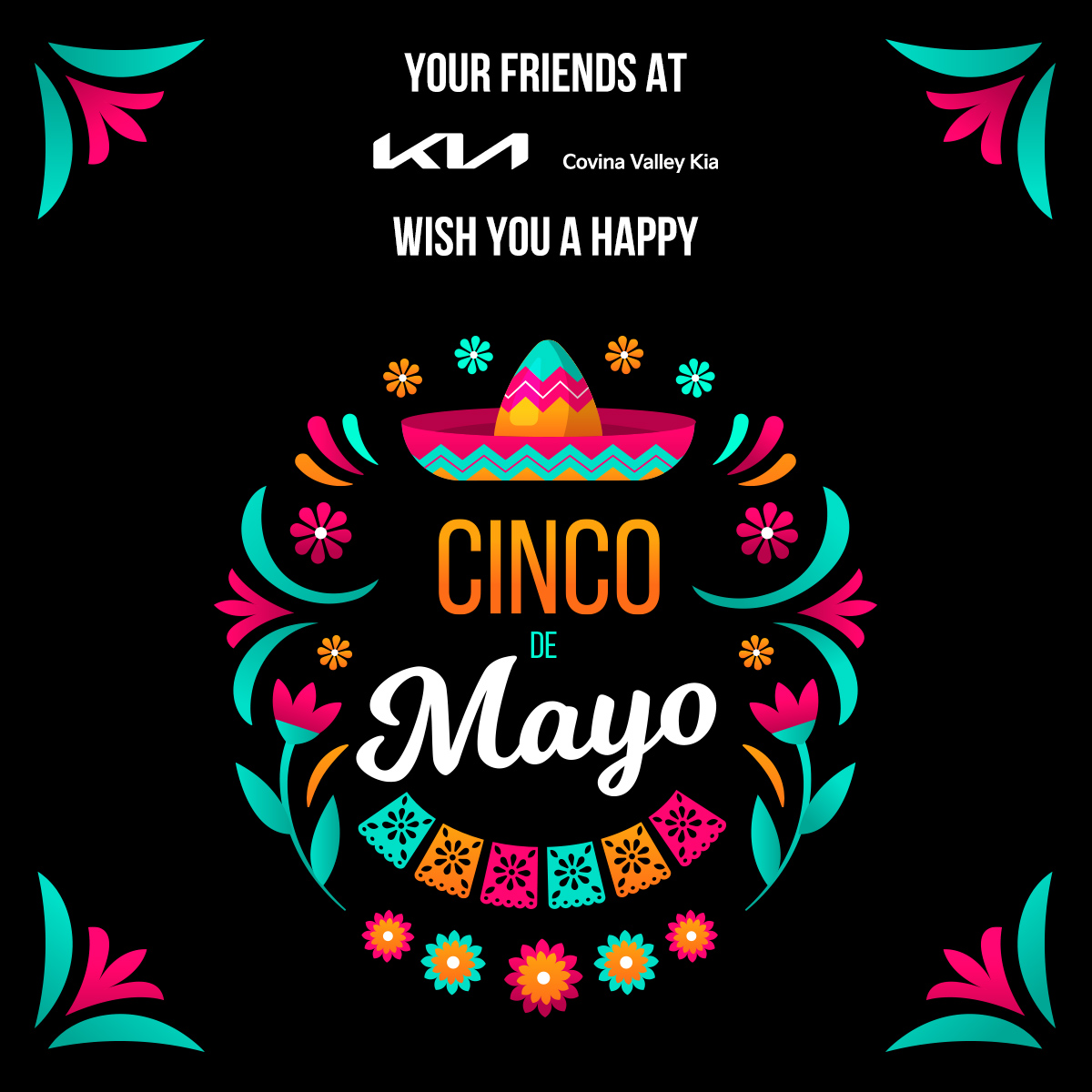 Happy Cinco De Mayo from your friends at Covina Valley Kia! 🎉

Stop by and check out our new arrivals! ✨

.
.
.
#covinacalifornia #Kia #newkia #kiadealership #kia #customerservice #customersatisfaction #5starcustomerservice #cincodemayo #cincodemayo #cincodemayo2023