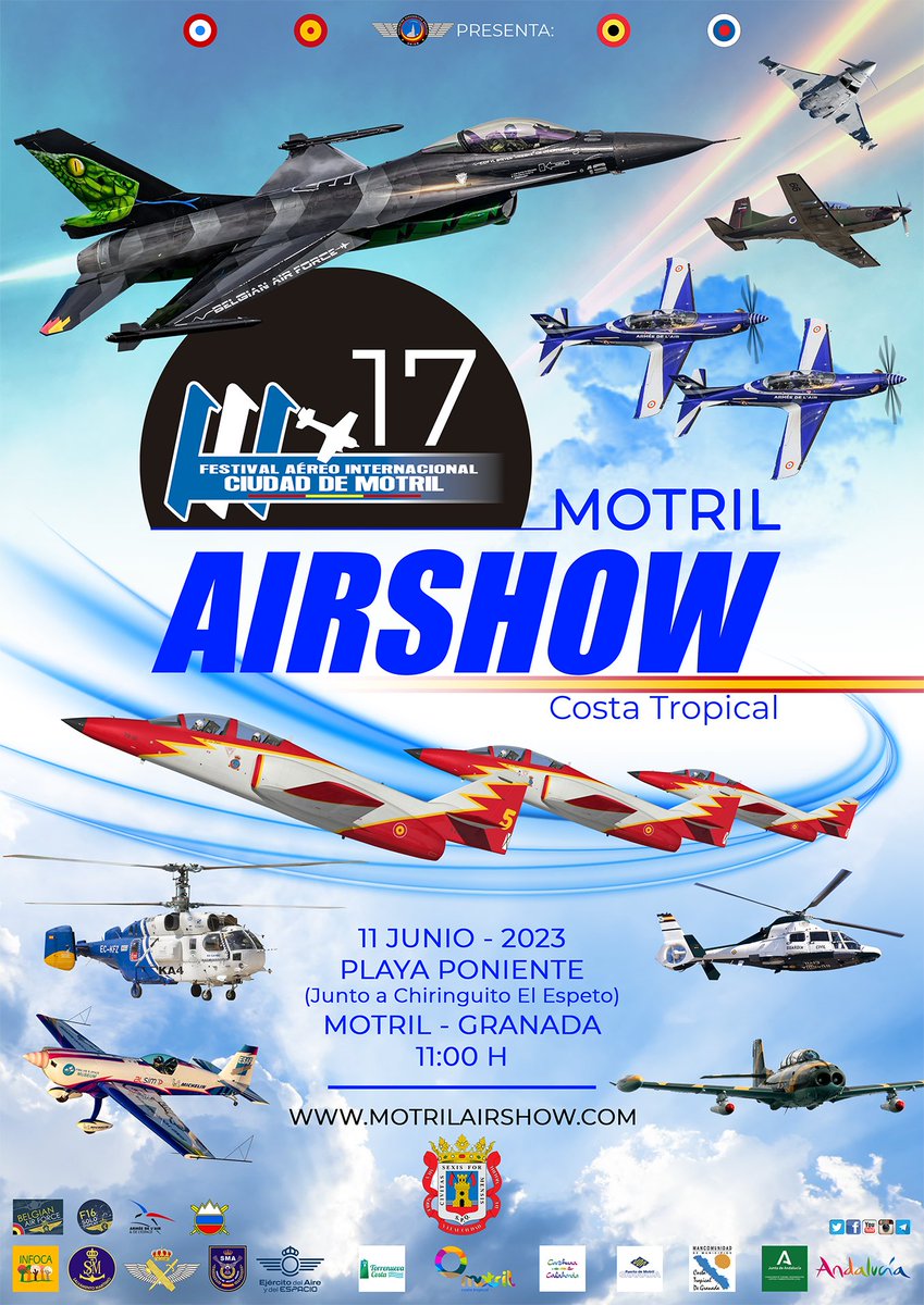 CARTEL OFICIAL 2023 
<a href="/aytomotril/">Ayuntamiento Motril</a> <a href="/MotrilTurismo/">Motril Turismo</a> <a href="/Motril__Digital/">Motril Digital</a> <a href="/puertodemotril/">Puerto de Motril</a> <a href="/BeAirForce/">Belgian Air Force🇧🇪</a> <a href="/Armee_de_lair/">Armée de l'Air et de l'Espace</a> <a href="/EjercitoAire/">Ejército del Aire y del Espacio</a> <a href="/patrullaguila/">Patrulla Águila</a> <a href="/melanieastles/">Melanie Astles</a> <a href="/guardiacivil/">Guardia Civil</a>
