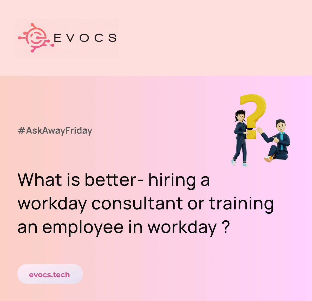evocs_tech's tweet image. #AskAwayFriday with Evolution Cloud Services (EVOCS) is here!

This week, you have asked us-

📊What is better- hiring a workday consultant or training an employee in Workday?
Read here🔗bit.ly/42skW6n

#HR #workdaycommunity #hrcommunity #workday  #workdayconsultant