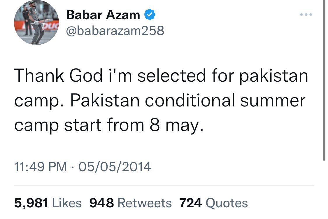 Exactly 9 years ago ‘same day’ joined the camp and today the captain of the No:1 ODI ranking team @babarazam258 #PAKvNZ 🏏