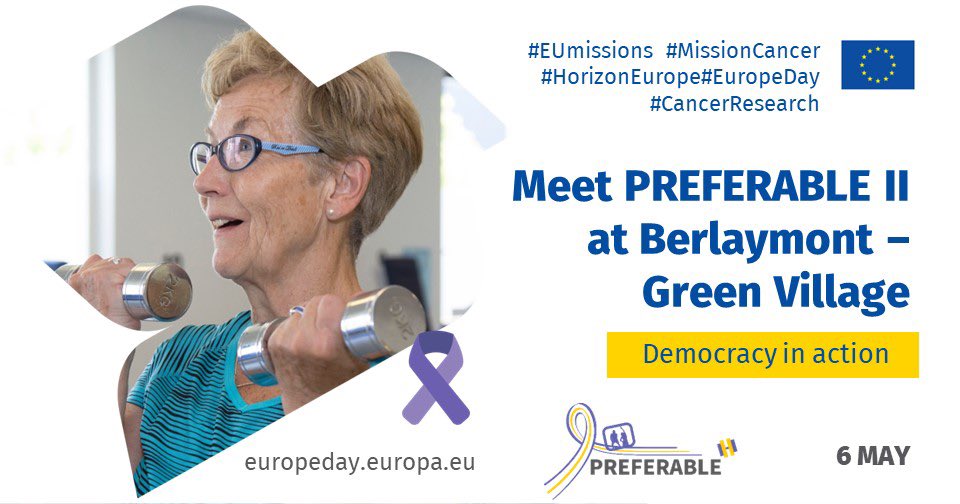 Tomorrow is the EU open day! <a href="/annemariamay/">Anne May</a> and <a href="/AnoukHiensch/">Anouk Hiensch</a>  will represent the PREFERABLE II Consortium. We are looking forward to meeting you at the Green Village! #HorizonEurope #MissionCancer #CancerResearch