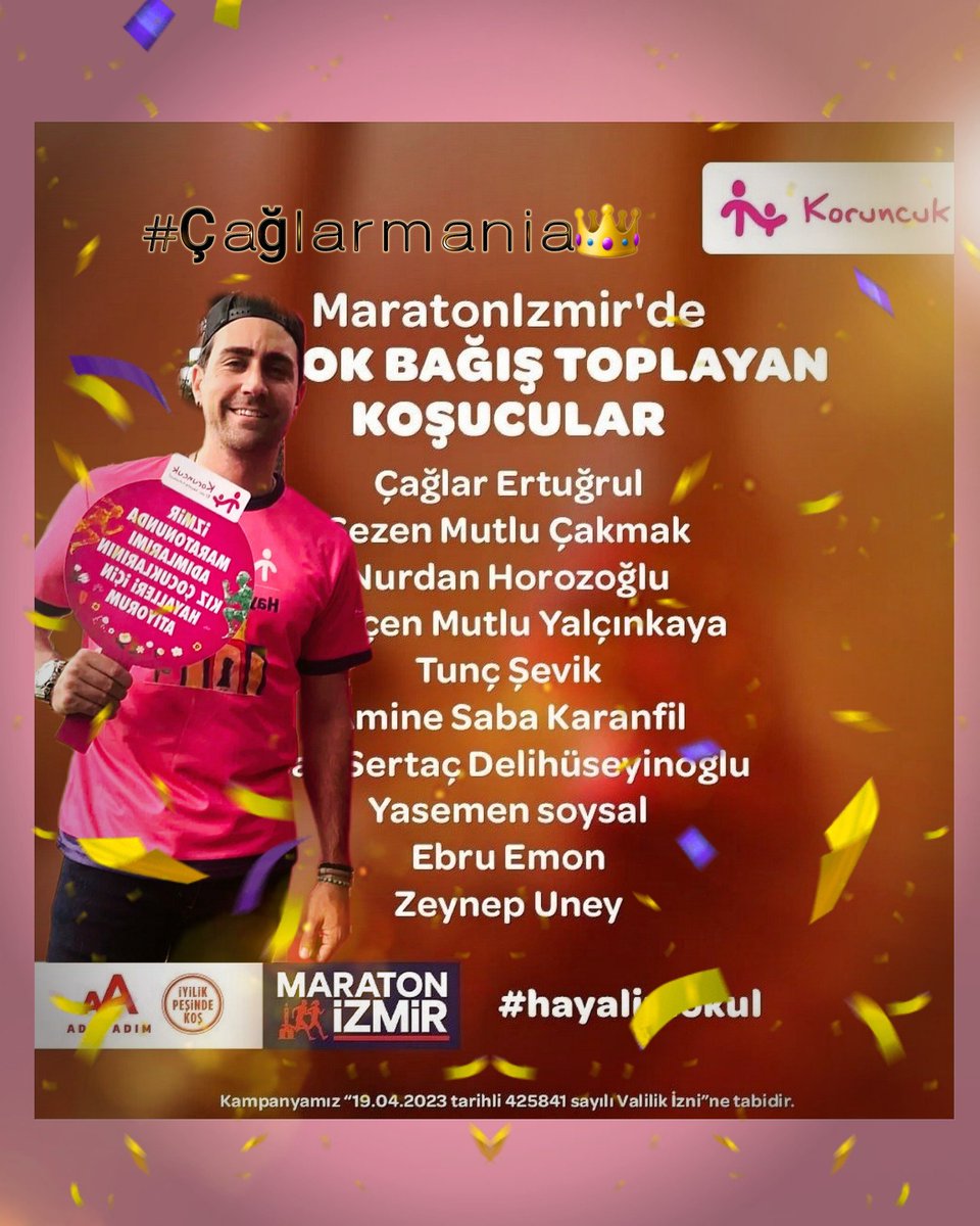 #ÇağlarErtuğrul
#Çağlarmania👑
#maratonizmir

🏆💗💗💗💗💗💗💗💗💗💗💗💗

Superando la recaudacion, em todo primero, y por los niños 🏃
 Te estamos esperando y apoyando
💗💗💗💗💗💗💗💗💗💗💗💗🏆