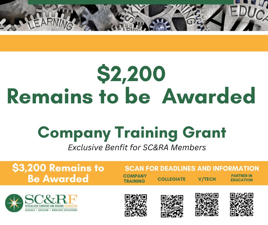 SCR_Foundation's tweet photo. Funds remain to be awarded for the Company Training Grant. or more information on the Grant offered through the SC&amp;RF visit https://t.co/t0iCFloejp https://t.co/0vzcvoWTpI