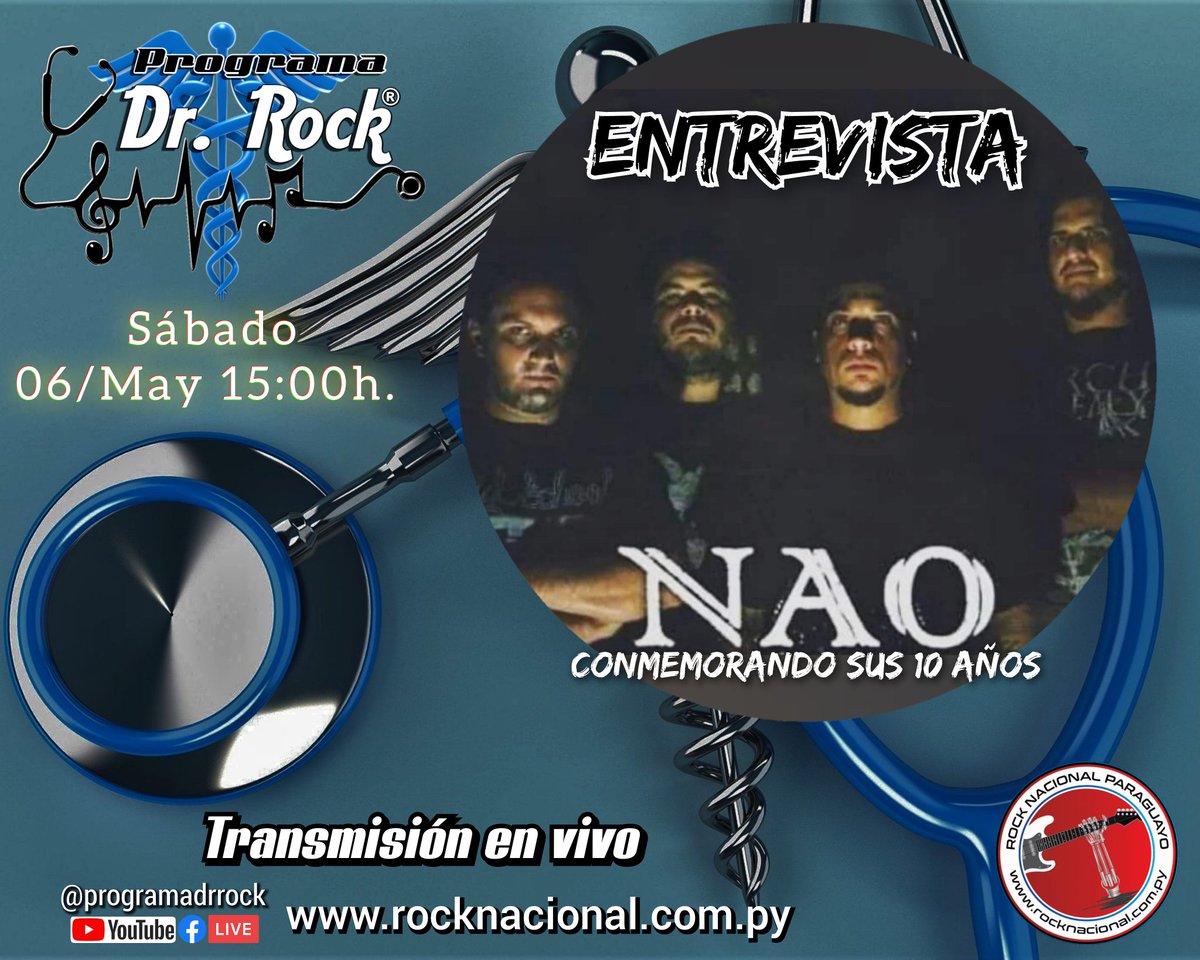 programadrrock's tweet photo. Se viene una entrevista brutal con la banda NAO. 
#ROCK #rocknroll #rockandroll #rocker #hardrock #heavymetal #metal #metalhead #headbanger #programa #drrock #podcast #webradio #radioonline #radio #noticia #curiosidades #efemerides #musica #music https://t.co/yEQahWplmh