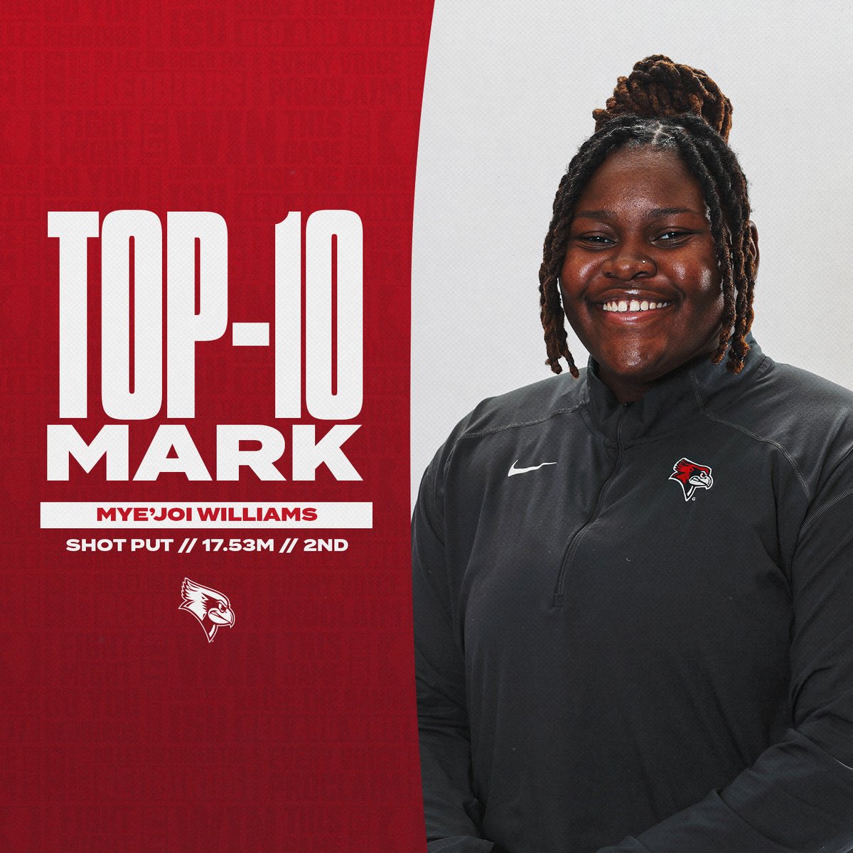 😤 event win
💪 top-five program mark

<a href="/MyejoiWilliams1/">MyejoiWilliams</a> takes home the win in the women's shot put with a personal-best mark of 17.53m (57-6.25 ft.) 👏