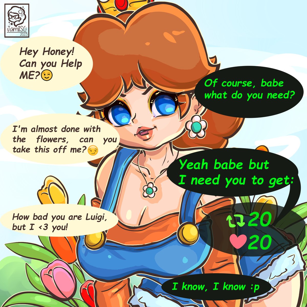 Hello!
 Mi primer Comic Interactivo? mas bien el trensito!  Daisy necesita Ayuda, Luigi esta muy travieso hahaha  

#princessdaisy #fanart #comic #illustration #drawing #digitalart #art #artwork #jamilsc11 #artistsontwitter #digitaldrawing #digitaldrawing
