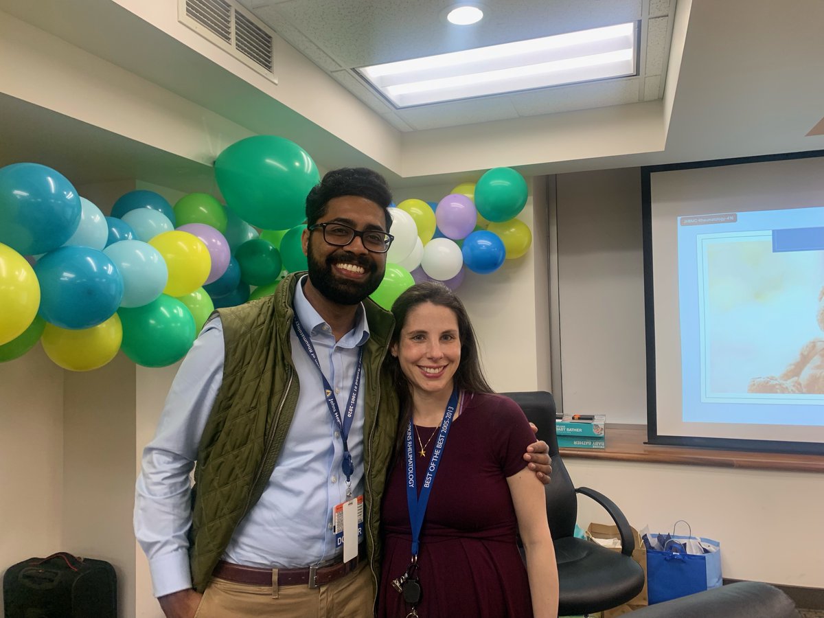 What are the chances that 2 of our fellows are about to become #theBestParentsEver next month?!   We are so happy to be able to celebrate <a href="/abinpuravath/">Abin Puravath</a> and <a href="/RachelWallwork/">Rachel Wallwork, MD</a> today! <a href="/jhrheumatology/">Johns Hopkins Rheumatology</a> <a href="/JHRheumFellows/">Johns Hopkins Rheumatology Fellows</a> 

#BabyBoom  #GrowingProgram