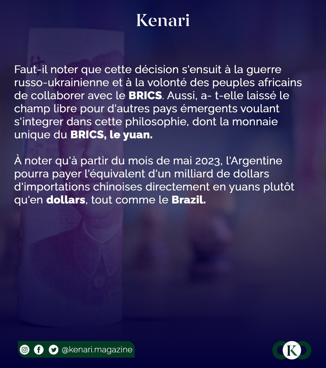L’Argentine renforce la puissance du Yuan et limoge le dollar pour un commerce international plus léger.

#dollar #yuan #china #us