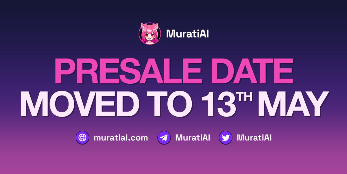 MuratiAI's tweet image. In order to ensure that we meet our goal of becoming the biggest crypto project, we have decided to postpone the presale until the 13th of May

We are on the verge of closing a key business deal that could catapult us into the stratosphere. We also have the Dubai Expo to attend…