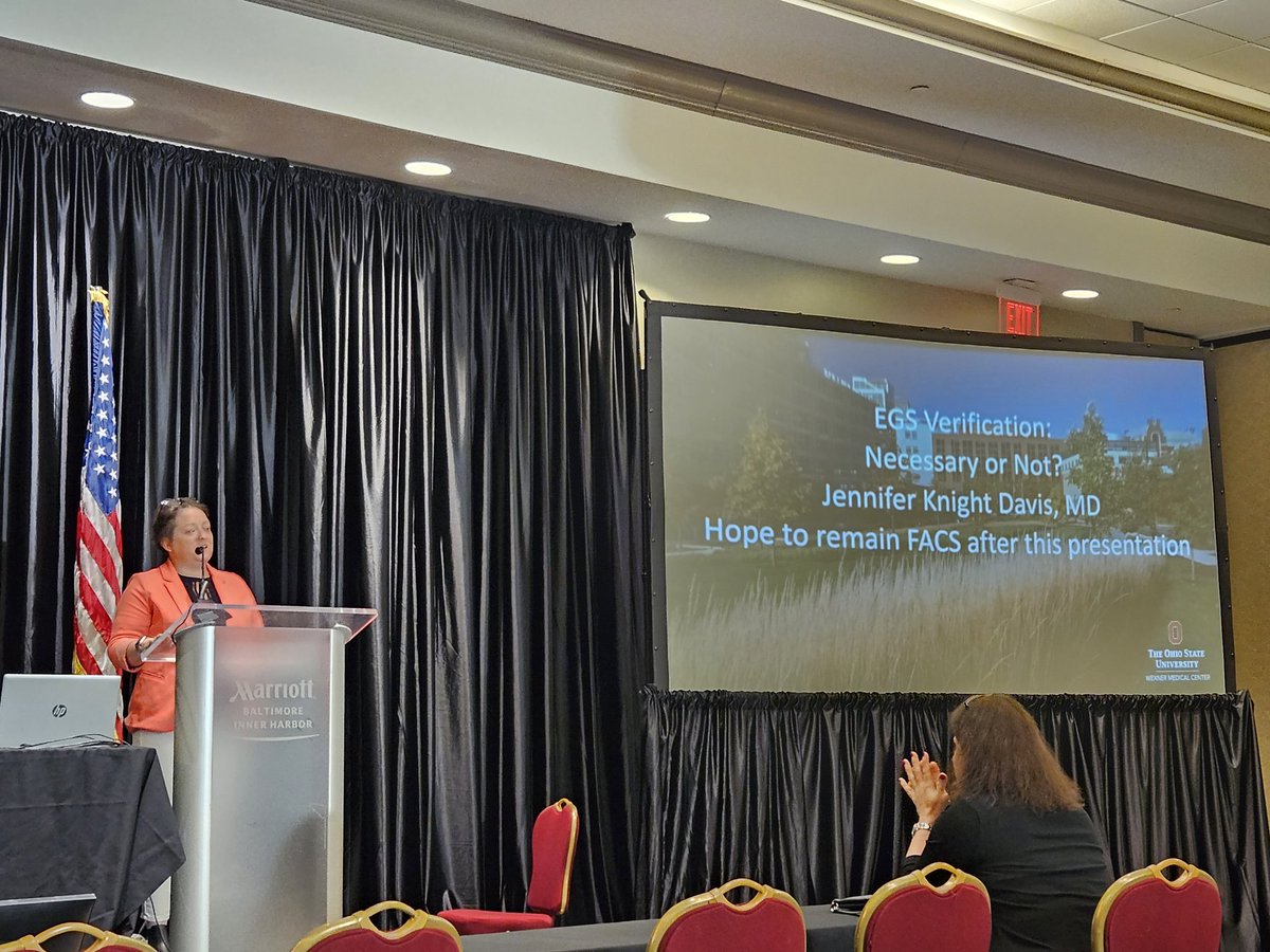 . <a href="/jckhalfpint/">Jennifer Knight (she/her)</a> representing <a href="/OhioStateSurg/">Ohio State Wexner Medical Center Surgery Dept.</a> debating ACS EGS Verification @ Point Counterpoint!!