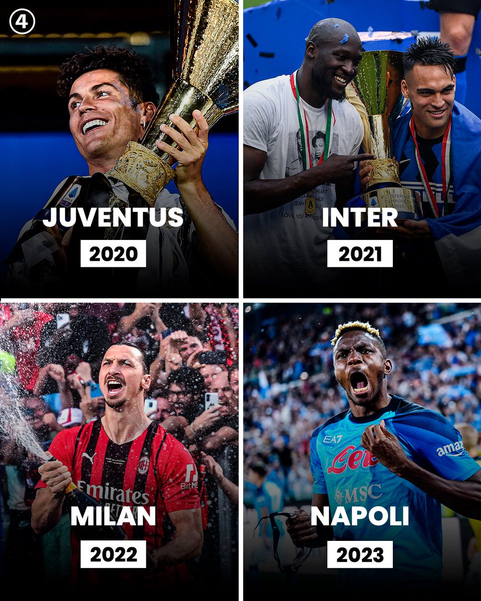 433's tweet photo. 4️⃣ Serie A seasons, 4️⃣ different ‘Campioni’ 🇮🇹 🏆 https://t.co/acFtOjUJtO
