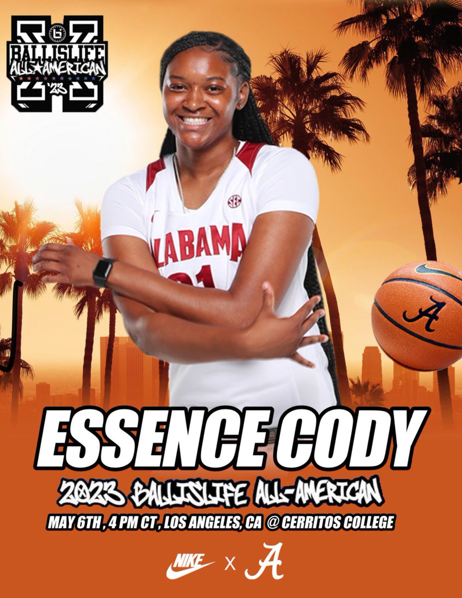 AlabamaWBB's tweet photo. McDonald’s All-American ✅ 
Naismith All-American ✅
BallisLife All-American ✅

@Essence_cody will compete in the BallisLife All-American Game on Saturday 💪

#RollTide🐘 https://t.co/hG8jffhk7K