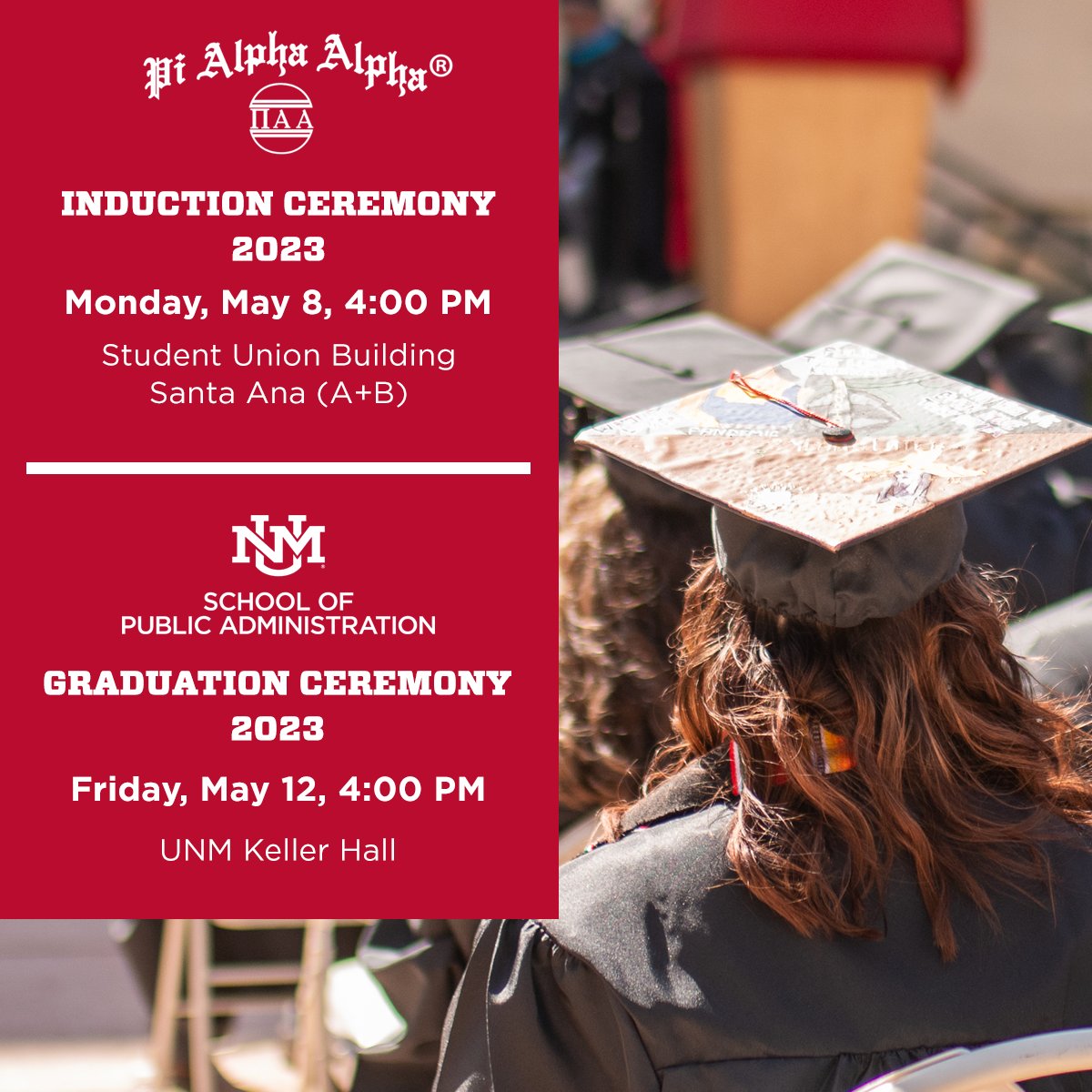 Join us as we celebrate our newest Pi Alpha Alpha inductees and our 2022-2023 MPA &amp; MHA graduates! Congratulations! 
#UNMgrads #WeAreSPA #MPA #MHA