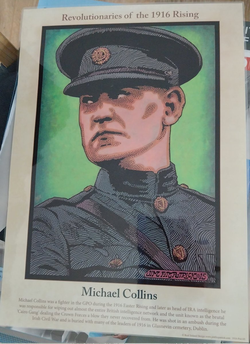 Tumedel's tweet image. Loving my new posters I picked up yesterday @ExpGlasnevin #1916 #michaelcollins #histedchatie #jchist just laminated them to preserve them better. My 2nd years had a great day!