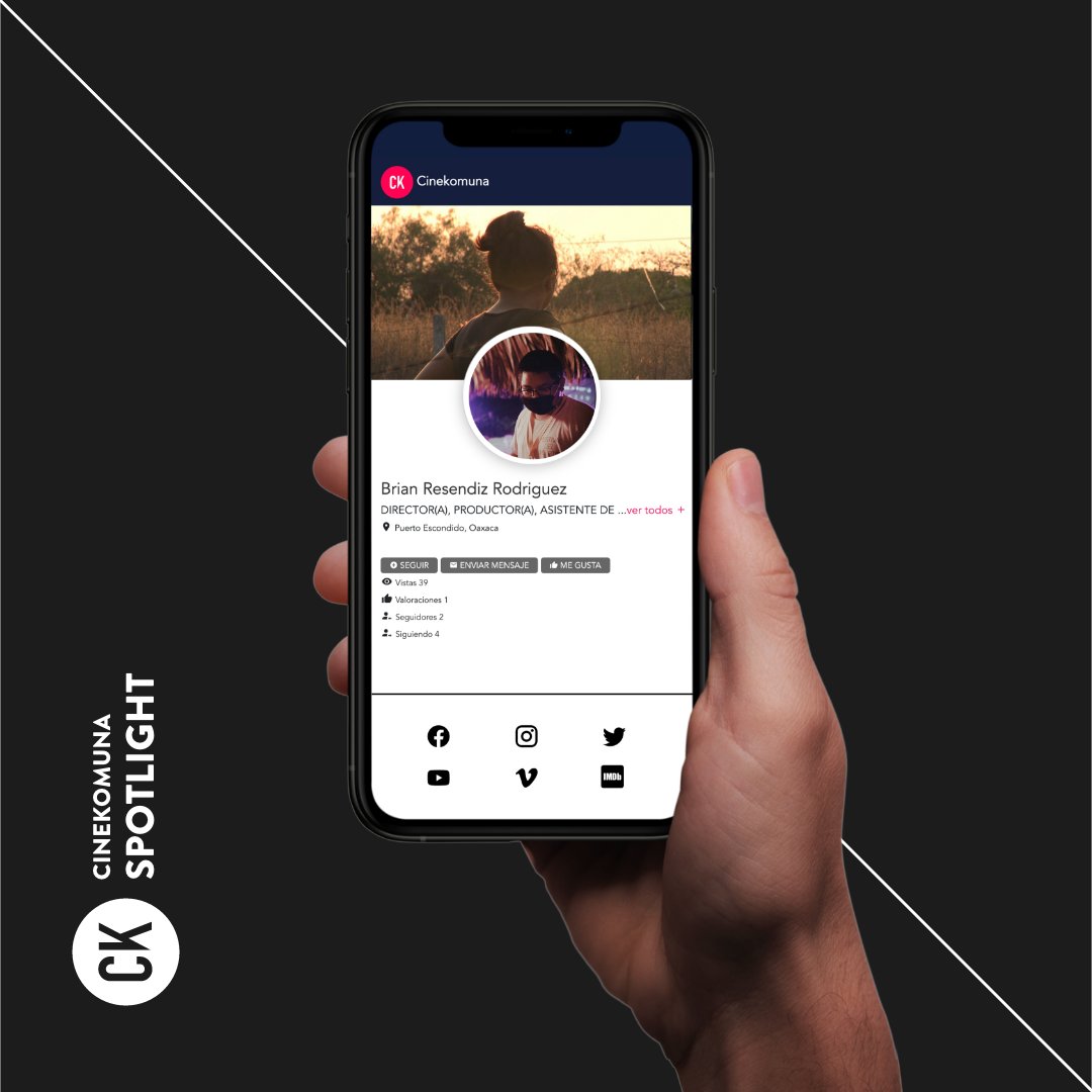 SPOTLIGHTS - CREW 

Es para nosotros un placer darle la bienvenida a Cinekomuna al director @BriansaurioRodz !

Para conocer más de su trabajo, te invitamos a visitar su perfil en la plataforma.  
cinekomuna.com

¡Crea tu perfil!