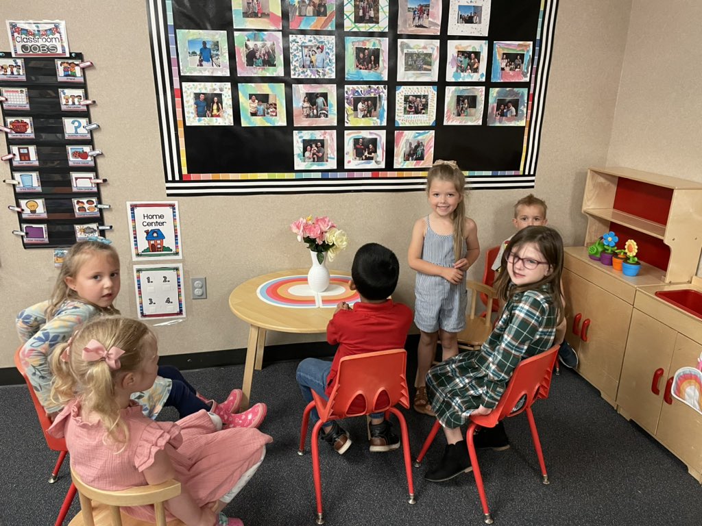 I ask, “Who are you pretending to be?”  She replies, “Miss Holmes.”  😍  To say they had fun at Kindergarten round-up is an understatement as they play pretend school during centers. ❤️ <a href="/ReederRocks/">Reeder Elementary</a> <a href="/MillardPS/">Millard Public Schools</a> <a href="/EC_MPS/">MPS Early Childhood</a>