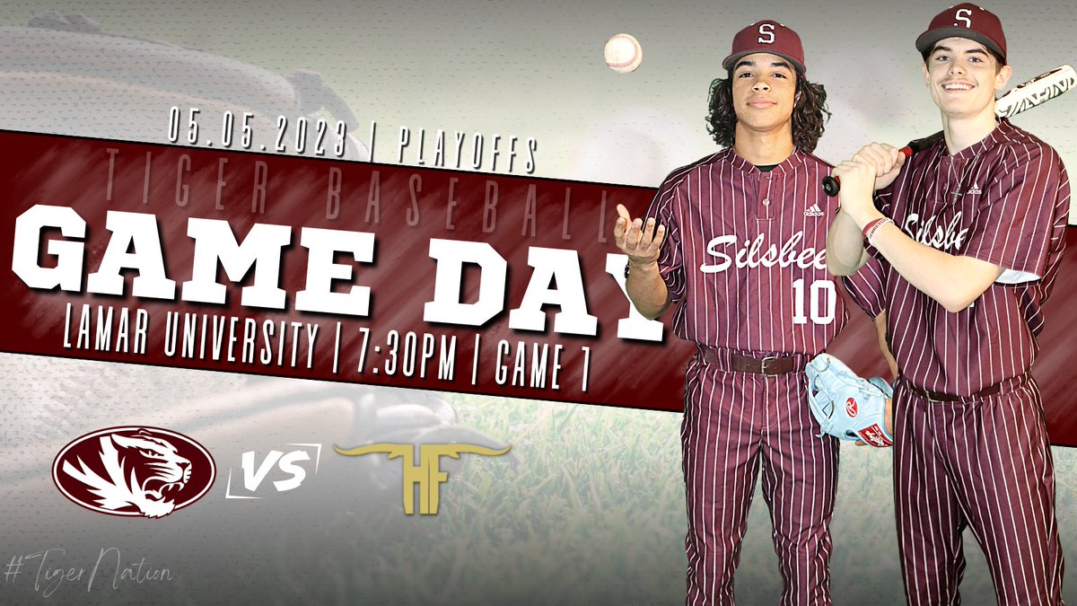 ⚾️GAME DAY⚾️ | Playoffs: Game 1
🆚: Hamshire-Fannett Longhorns

📆: Friday, May 5, 2023
⏰: 7:30pm
📍: Vincent-Beck Stadium, Lamar University
Let's pack the stands Tiger Nation and cheer on our team as they head into Game 1 against the Longhorns! Let's go, Tigers!🐾🐅
