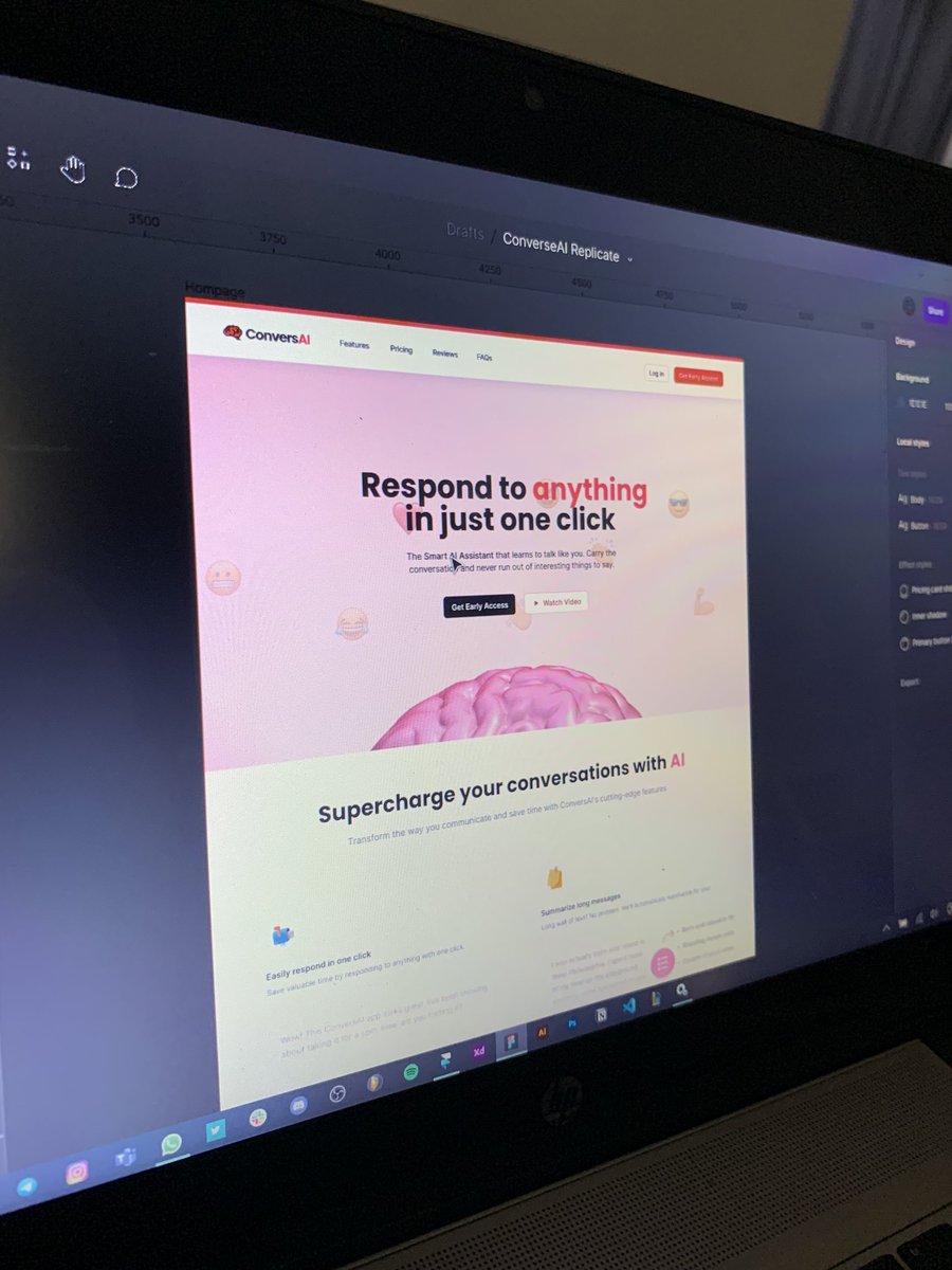 Tega944's tweet photo. Came across this website https://t.co/Vba7GBlSep and then decided to replicate it with the micro-interactions too.
How did I do?😅
#uidesign #uiuxdesign #figma #conversai #design https://t.co/eyjyNroQZc