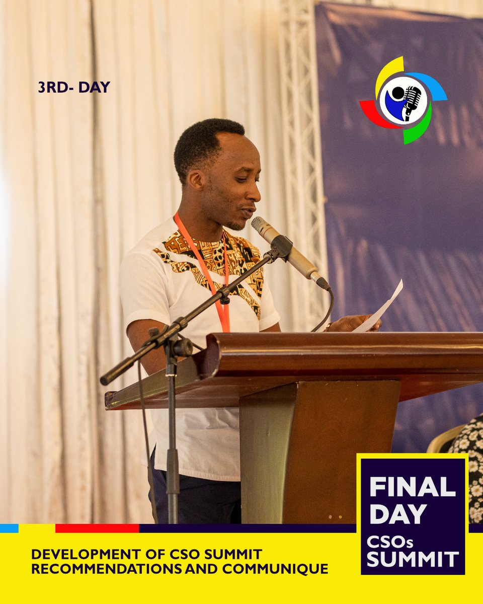 eacsof's tweet image. President Daniel Lema addressed about Development of the CSO Summit Recommendations and Communique.
#CSOSummit2023