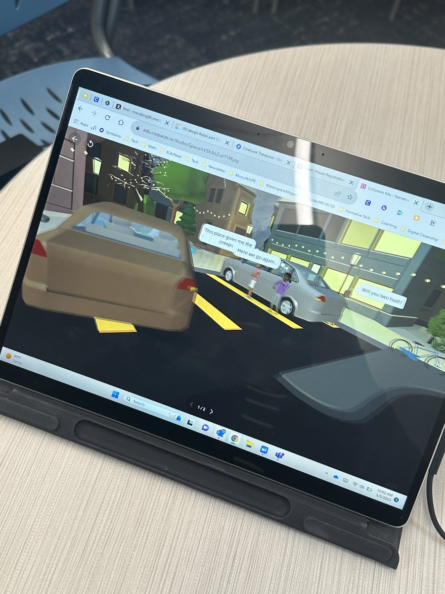 EngstromJen's tweet photo. @CoSpaces_Edu narrative writing projects with 7th grade today. Such a great program! #esd20learns @msvrettos @LauraBrask5 thank you for encouraging fun use of technology. https://t.co/SghpQ2k0Xv