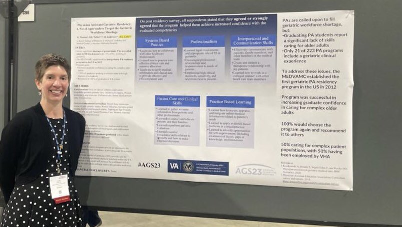 Hope you can stop by the #AGS23 poster session at 12:30. Would love to chat about the role of #geriatric PA residency programs in helping to address the workforce need. Poster C98