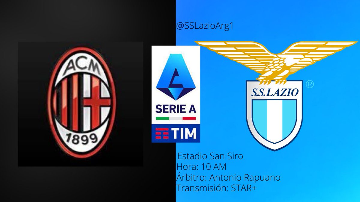 SSLazioArg1's tweet photo. Próximo partido: 🤍💙🦅

La #SSLazio visitará al #Milan mañana por la mañana en el Estadio San Siro por la jornada 34 de la #SerieA. Una victoria para el equipo de #Sarri lo dejaría muy cerca de la clasificación a #UCL.

#MilanLazio #AvantiLazio #Laziali #CMonEagles https://t.co/q3pGOcRx4D