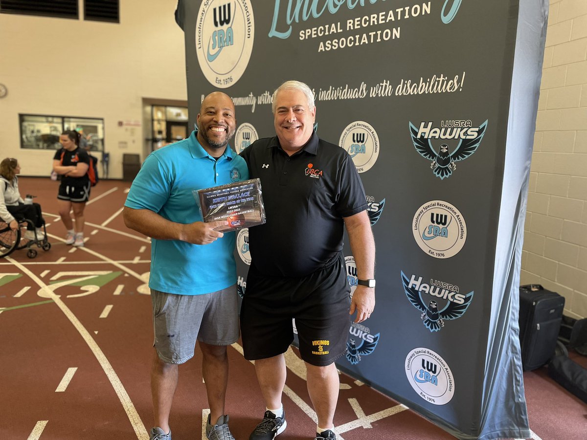 IBCArecsec (@ibcarecsec) on Twitter photo IBCA Ex. Dir. Jim Tracy presents the 2023 Wheelchair Basketball COY honor to LWSRA Hawks Coach Keith Wallace. Keith has been active in wheelchair bsktball and is Ex. Dir. of the Lincolnway Special Recreation Association in New Lenox. Congrats! <a href="/BBallMuseumIL/">BBall Museum of IL</a> <a href="/ibcacoaches/">Illinois Basketball Coaches Association</a> <a href="/lwsra/">Lincolnway SRA</a> IBCA Ex. Dir. Jim Tracy presents the 2023 Wheelchair Basketball COY honor to LWSRA Hawks Coach Keith Wallace. Keith has been active in wheelchair bsktball and is Ex. Dir. of the Lincolnway Special Recreation Association in New Lenox. Congrats! <a href="/BBallMuseumIL/">BBall Museum of IL</a> <a href="/ibcacoaches/">Illinois Basketball Coaches Association</a> <a href="/lwsra/">Lincolnway SRA</a>