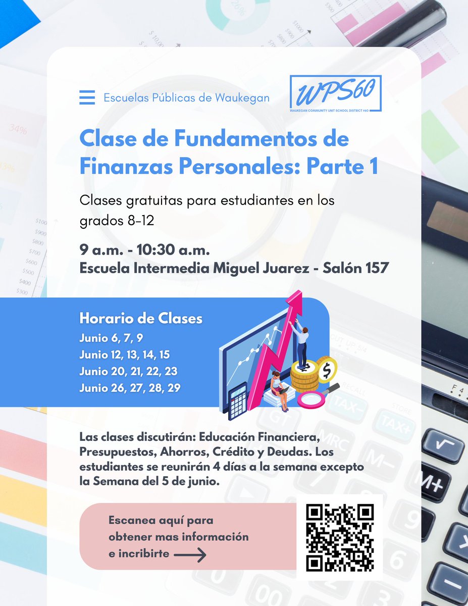 Our District is offering students entering grades 8-12 an opportunity to attend a series of free financial education classes this summer. Click the link for a full list of dates and more information: wps60.org/news/what_s_ne…