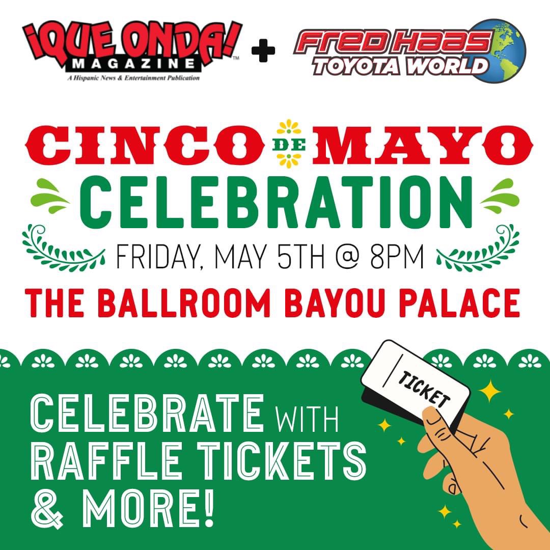 🎉🇲🇽 Get ready to celebrate Cinco De Mayo with Fred Haas Toyota World and @queondamagazine at The Ballroom at Bayou Place tonight at 8PM! 🎉💃 Check out our Toyota display and enjoy an amazing lineup of music, food, and drinks, plus giveaways and prizes throughout the night!