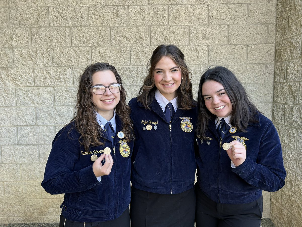 OtsegoFFA's tweet photo. Our gold medal officers, Summer, Rylie and Nat! Congrats! #OtsegoKnights #PentaPride https://t.co/44nWZ2tbm3