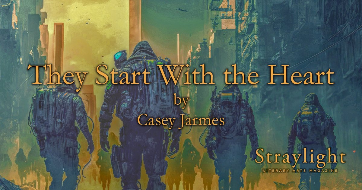 The Perfect Soldier: Reborn to die again and again. Read Casey Jarmes’ “They Start With The Heart” on our website today!

straylightmag.com/flash-fiction-…

#straylight #scifi #fiction