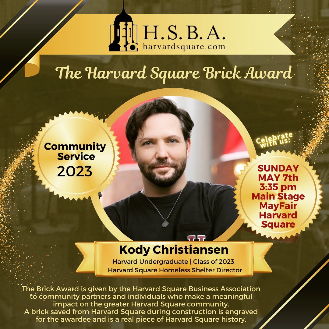 KodyKitty's tweet photo. Harvard Square Brick Award! 🏆✨✨
Come watch the mini-ceremony and enjoy HSQ MayFair!! 🎉 https://t.co/O1arWHDtSU