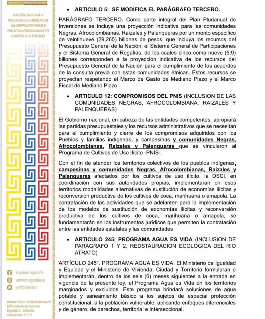 CRISTOBALCAIC10's tweet photo. #PND | Grandes logros de para las comunidades Negras, Afrocolombianas, Rizales y Palenqueras #NARP dentro del Plan Nacional de Desarrollo “ Colombia Potencia Mundial de la vida”.

Estas fueron nuestras propuestas ⬇️ https://t.co/aHcGXE4Ce9