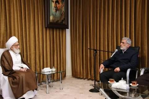 Quds Force Commander General Qaani meeting with Mujtahidin in #Qom.

Ayatollah Nouri Hamdani: We must always be ready against #Israel and strengthen the resistance front.
#Iran #LongLiveIran #IRGC #QudsForce