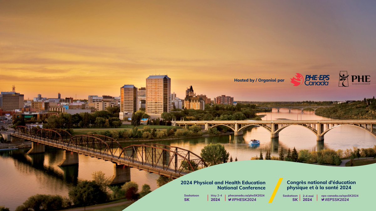 SAVE THE DATE! 2024 PHE National Conference will be held in Saskatoon, SK, May 2-4, 2024! 
//
Notez la date ! Le Congrès national d'EPS 2024 aura lieu à Saskatoon, SK, du 2 au 4 mai 2024 !