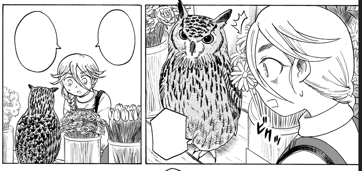 本日発売の月マガに夜子とおつとめどうぶつ載ってます。久々登場のお兄ちゃんと母の日のプレゼントを買いに行くお話です。今までで一番作画カロリーの高いどうぶつスタッフでした…ぜひ見てください