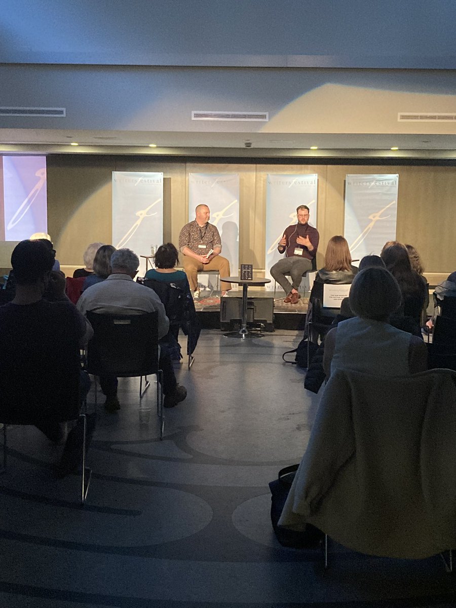 Writersfest's tweet image. What a fantastic nuanced discussion between Martin Lee and @alex_icon about The New Masculinity!!