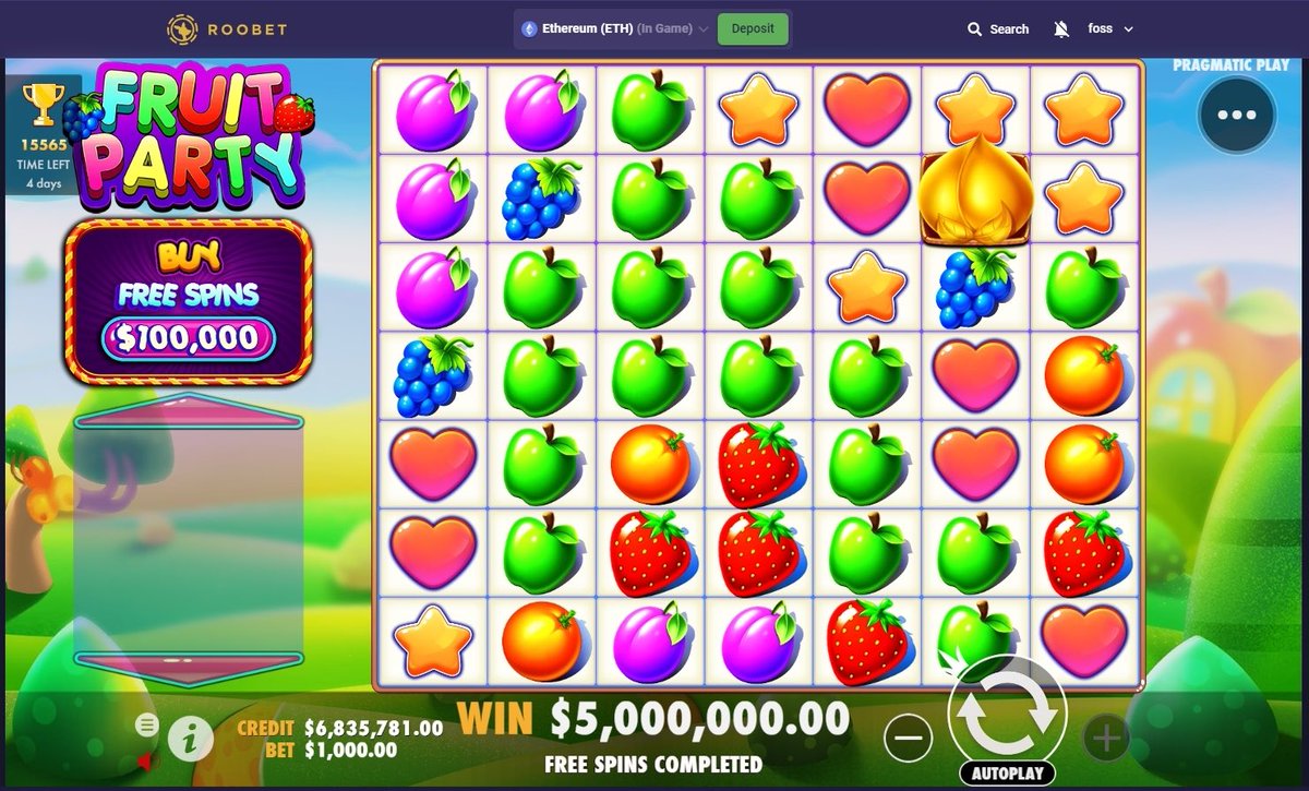 FossyGFX's tweet photo. After 2 years of grinding I finally hit the fruit party max win on max bet 🫡 🍏 

https://t.co/eHVEKOP8mI

Retweet &amp; follow @Roobet &amp; @RoobetReloads, comment your roobet usernames and I’ll be tipping people tomorrow! 🛩️ https://t.co/5TIsb4imSd