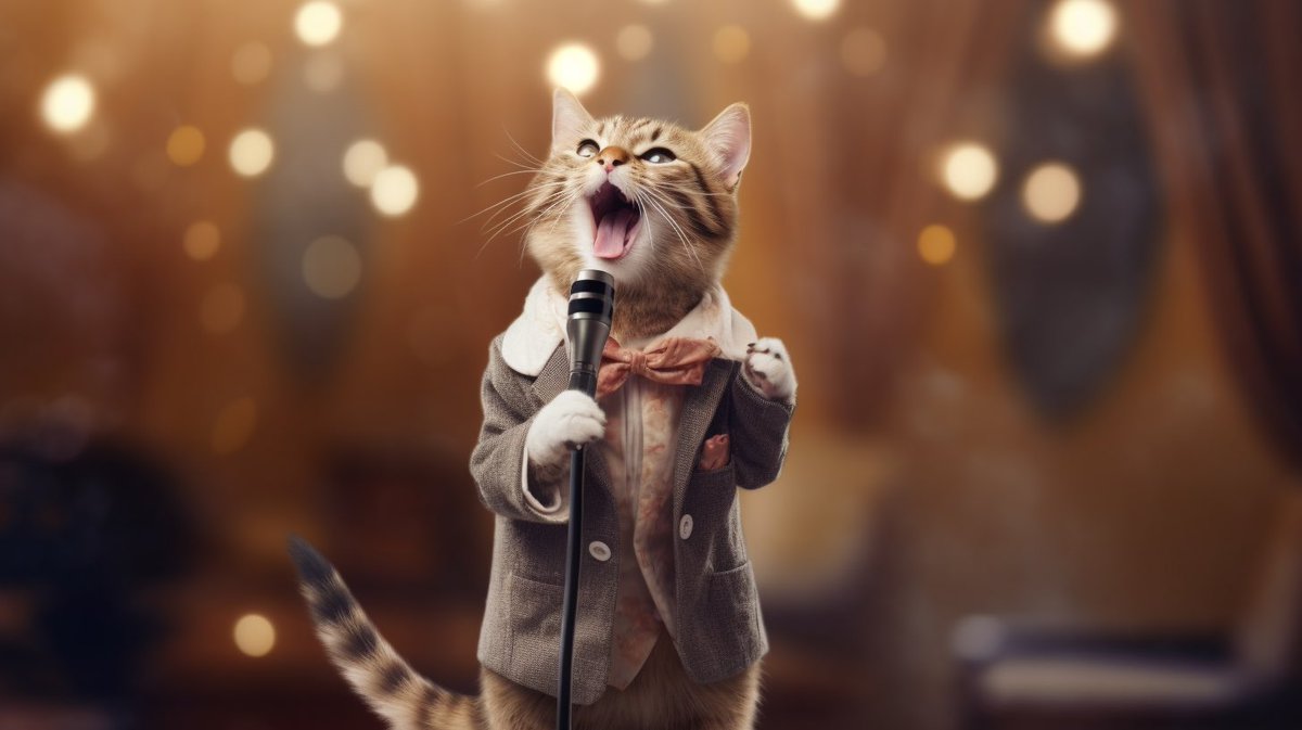 icreatelife's tweet image. “Humans” new Broadway show 

My prompts: 
lots of real cats dressed in fancy clothing on the stage singing --ar 16:9

a cat dressed in a fancy outfit singing with a microphone --ar 16:9 

Share your version of this Broadway show 😹

Inspired by Denis Girard