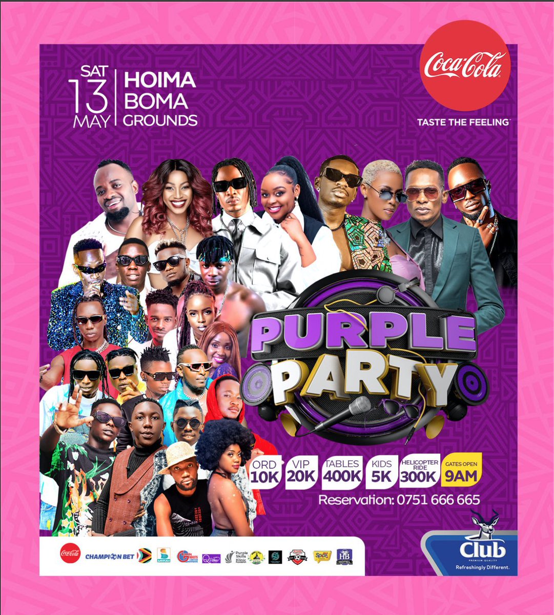 And the pipo of Hoima mari it out 13th May next Saturday 
#PurplePartyTour 
#NBSKatchup