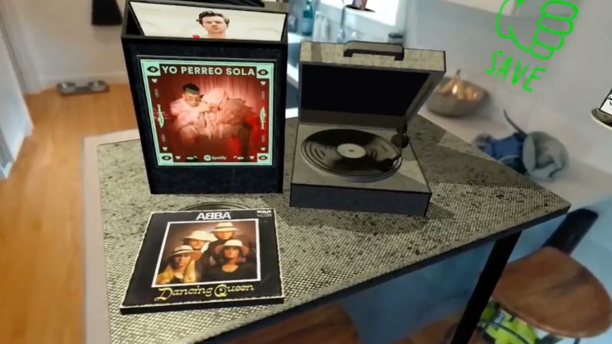 UploadVR's tweet photo. A prototype mixed reality tool for music discovery lets you build playlists by smashing or saving virtual records. 

Check out footage here: https://t.co/EpQMqJaUXY https://t.co/DNwgsZhfe6