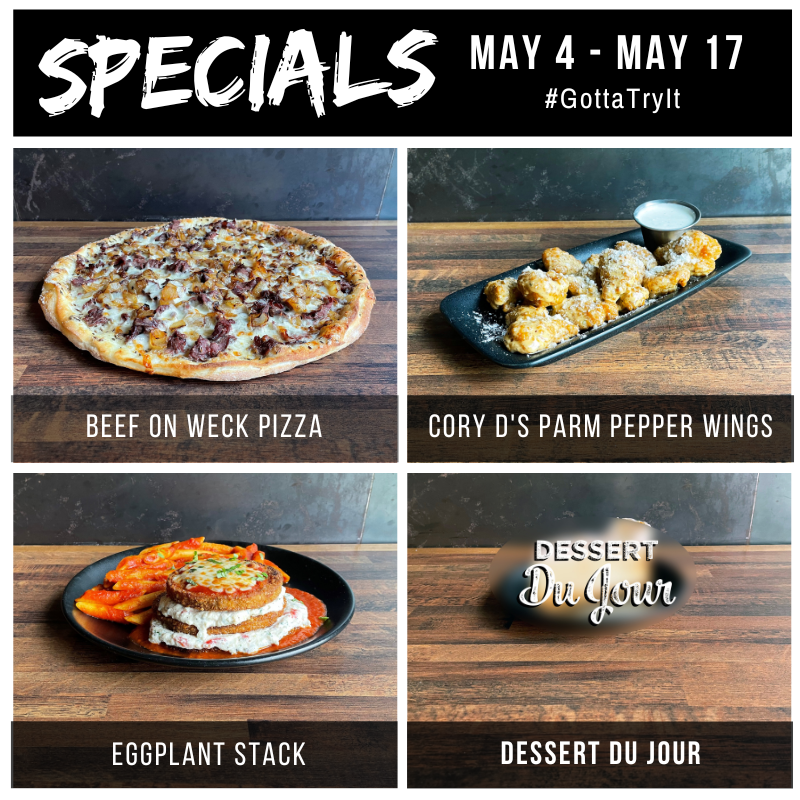 The rain has stopped, and the sun is making its way out!  Celebrate the start of the weekend with our new round of specials.  Plus, we have added a few new items to the menu.  Come grab a taste!

#gottatryit #specials #morethanjustpizza #pizzaworks