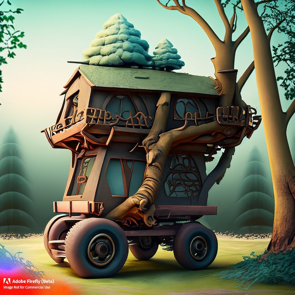 torreyproctor's tweet photo. I’m impressed with how well #adobefirefy #AI creates images from text prompts! All the image needs now is some digital painting and/or #photoshop touch up. o
tree fort on wheels https://t.co/H8H0rrrz7G