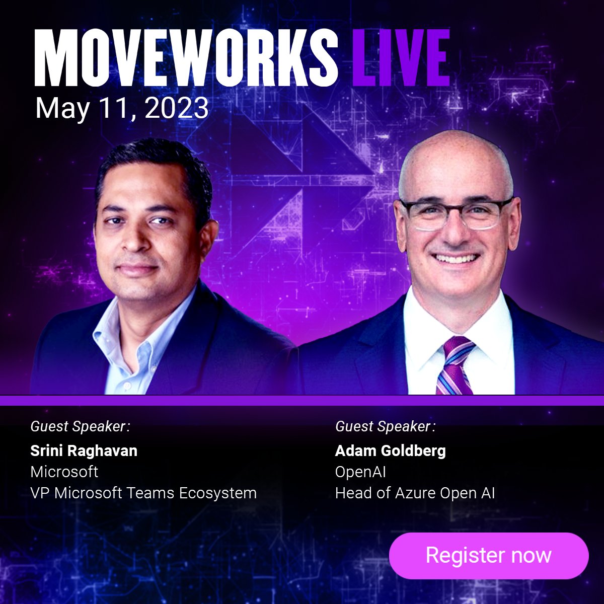 A_Aviles's tweet photo. Moveworks Live is next week and will feature Microsoft's Srini Raghavan and OpenAI's Adam Goldberg sharing the fastest and most strategic way you can bring #ConversationalAI and #GenerativeAI capabilities to your enterprise. Register today! https://t.co/rFEC2cZSUt https://t.co/dH0vwLZxAA