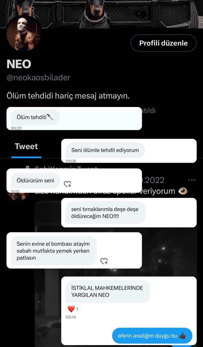 Sana şimdi ne mesajlar geliyodur.