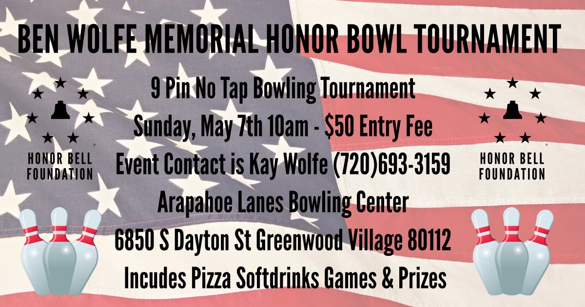 TheHonorBell's tweet photo. Only 2 days till the tournament and there are still some lanes available, call Kay at (720)693-3159 to reserve yours now or take care of that on Sunday when the doors open.

See ya there! https://t.co/8JXj6BlVPF