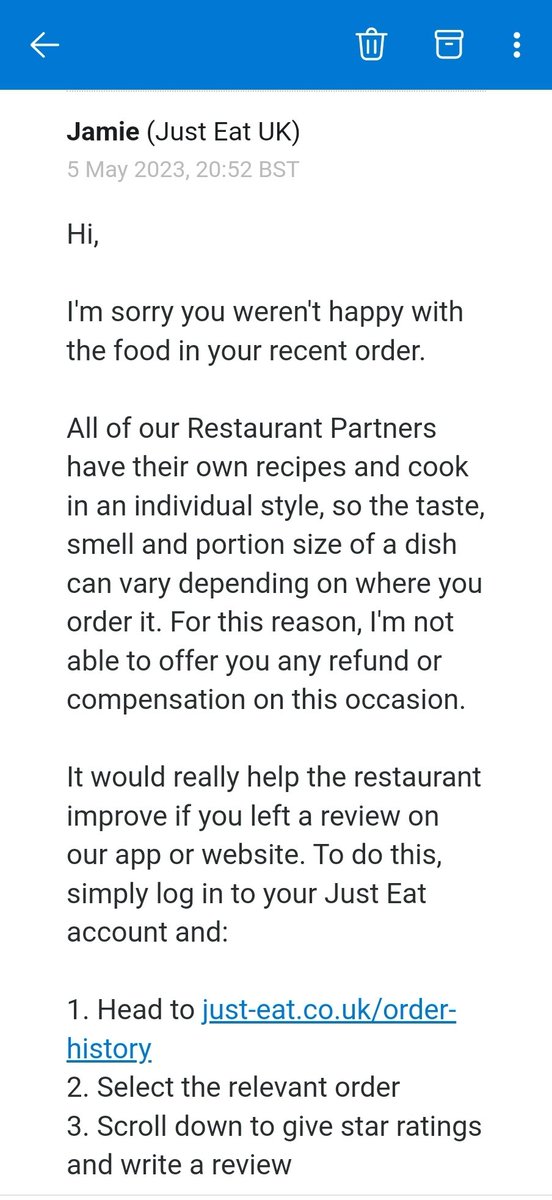nicglancy's tweet photo. Or do you think the person before me asked for no drumstricks so the person who has no means to complain gets what they're given. Not cool and neither is this response from @JustEatUK https://t.co/VS7VVdMXPq