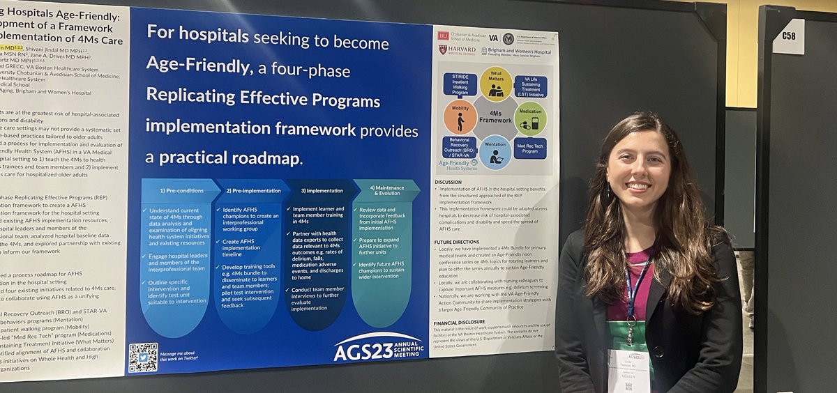 RZChipMD's tweet photo. Happening now at #AGS23 @BUgeriatrics 2nd year @VABostonHC GRECC fellow @LindaP_MD_ sharing her work on #AgeFriendly health systems at poster session C! You make us so proud 🌟🌟🌟 https://t.co/ERWSo2Dqti