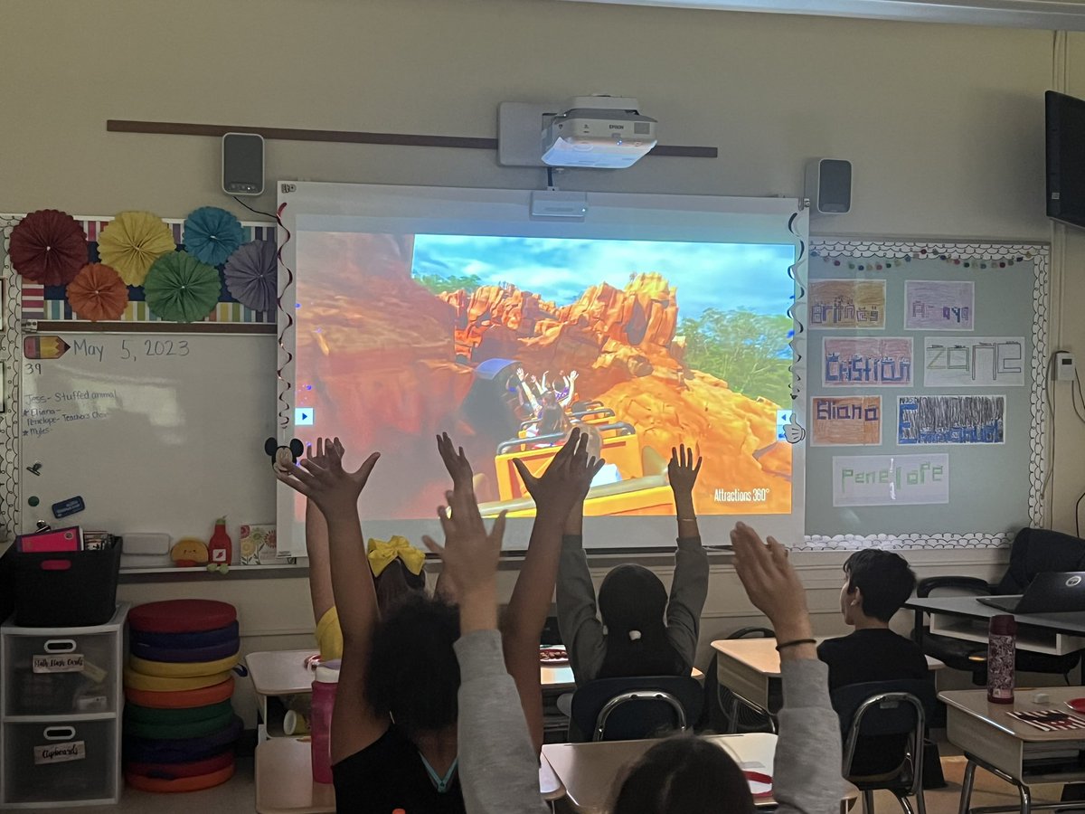 MrsDummeldinger's tweet photo. This afternoon we celebrated the students’ hard work during state testing by taking a “trip” to Disney! They decorated their own wrist bands, rode some roller coasters, and watched the fireworks at the castle. ✨ @htsd_mcgalliard @WeAreHTSD https://t.co/e9UQGQWTlY