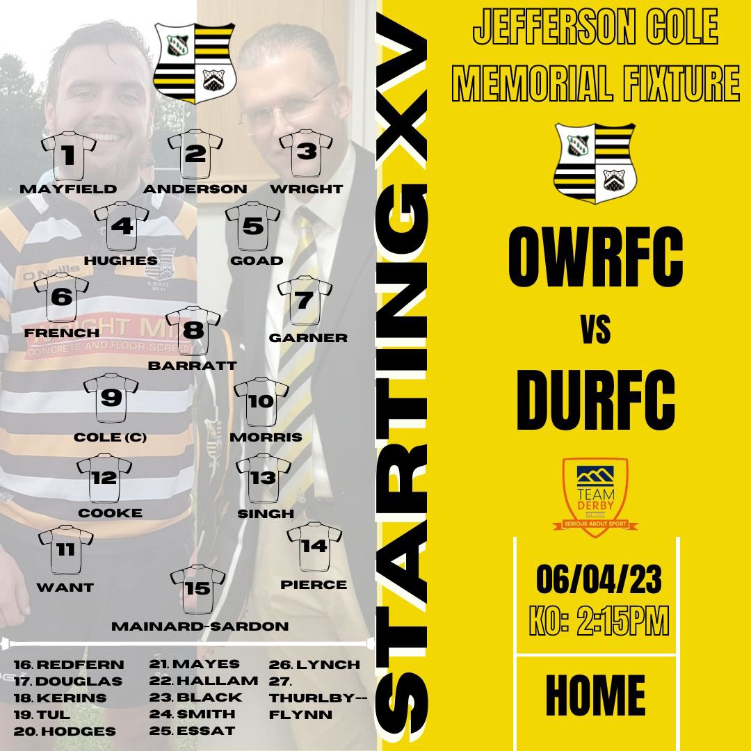 Oadby Wyggs RFC (@oadbywyggsrfc) on Twitter photo Jefferson Cole Memorial Fixture | Tomorrow sees the first ever Jefferson Cole Memorial Fixture. We have two sides heading to Oval Park to play out this very special fixture for the club and their respective families! 
Please come and support this fixture.
#WyggsFamily Jefferson Cole Memorial Fixture | Tomorrow sees the first ever Jefferson Cole Memorial Fixture. We have two sides heading to Oval Park to play out this very special fixture for the club and their respective families! 
Please come and support this fixture.
#WyggsFamily